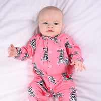 Unisex Baby Cotton Sleepsuit (Onesie) – Pink Zebra Print