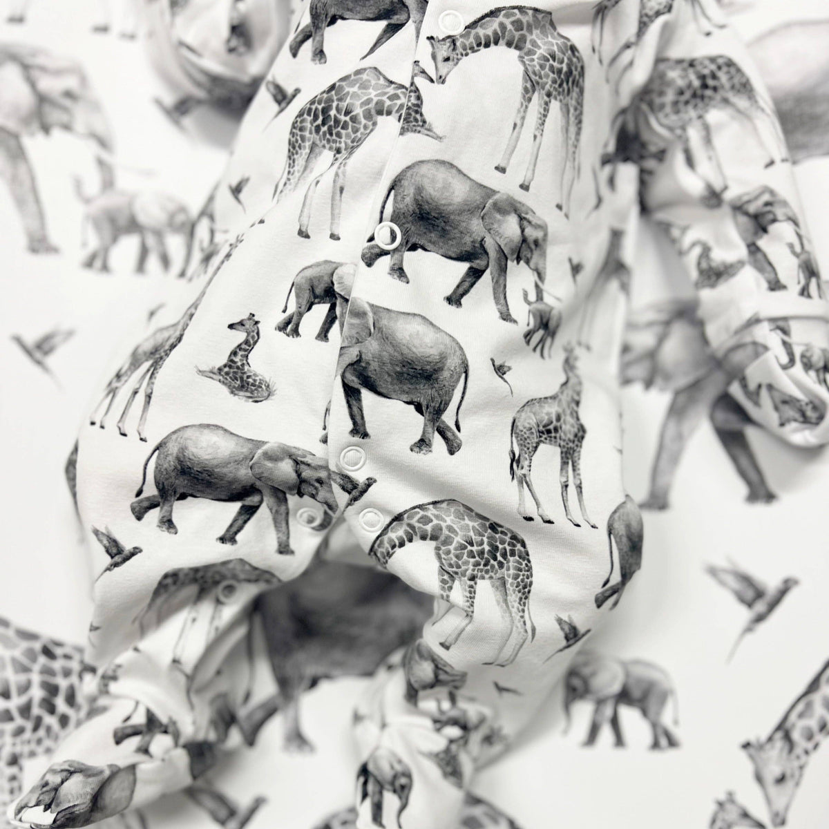 Unisex Baby Cotton Sleepsuit (Onesie) – Safari animal  Print