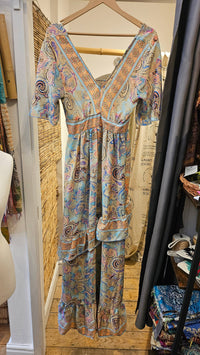 Boho Backless Summer Maxi Dress Romantic Paisley Gown