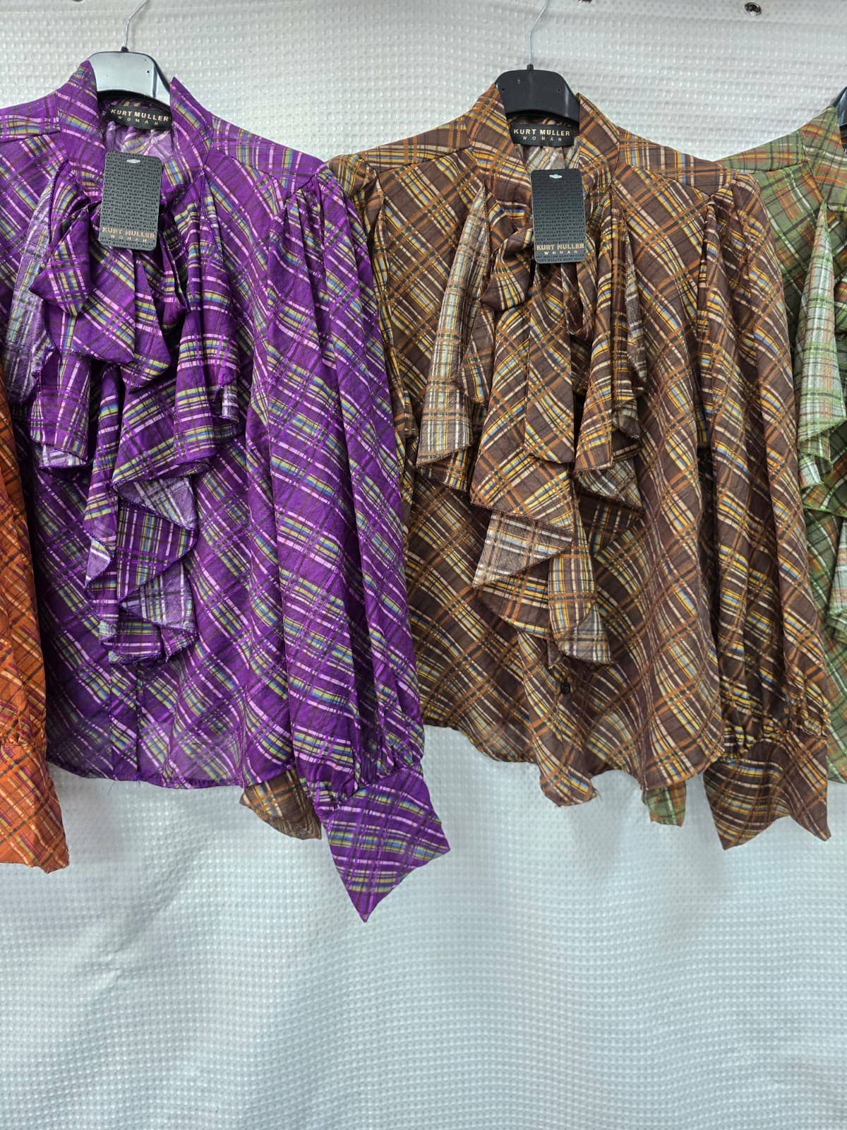 Royal Check Lyocell Silky Frill Blouse