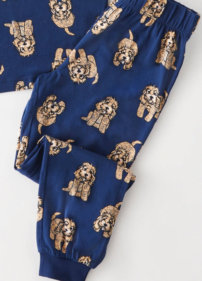 Chelsea Peers - Kids Navy Cockapoo Print Long Pyjama Set