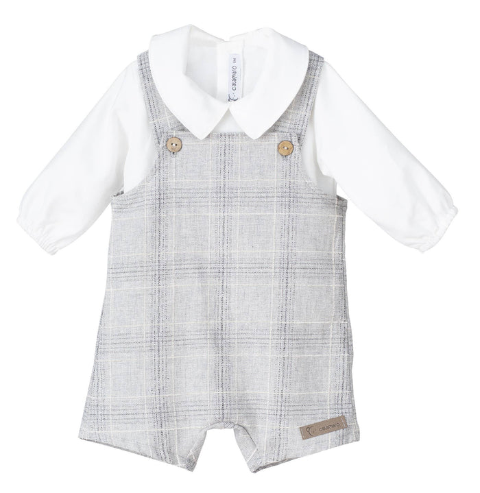 Baby Boy Check Short Romper and White Vest