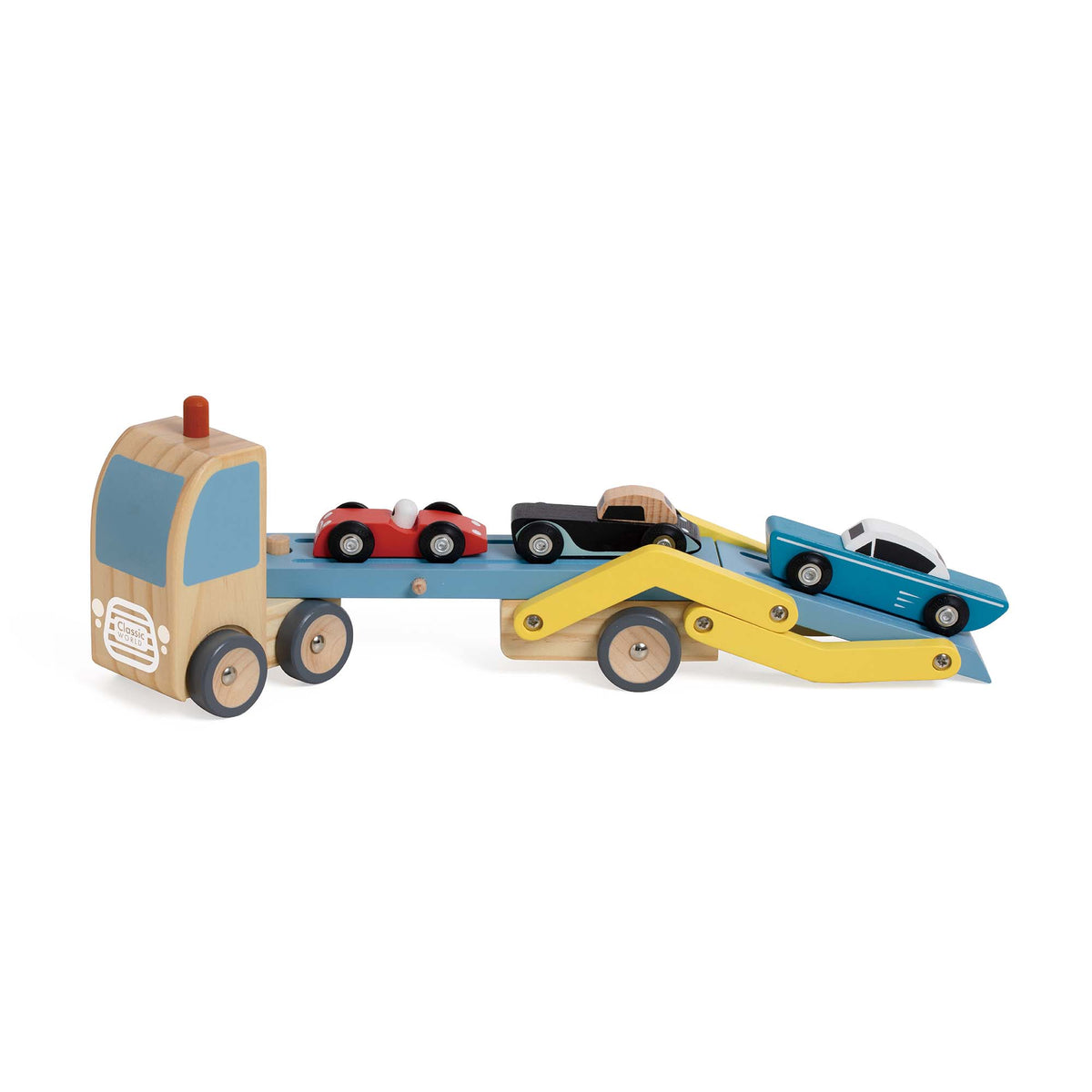 Classic World Wooden FSC Car Transporter Kids Toy Truck