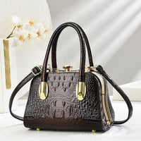 Small Medium Croc Pattern Diamante Top Handle Shiny Bag
