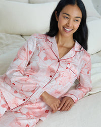 Chelsea Peers - Satin Christmas Letter to Santa Print Long Pyjama Set