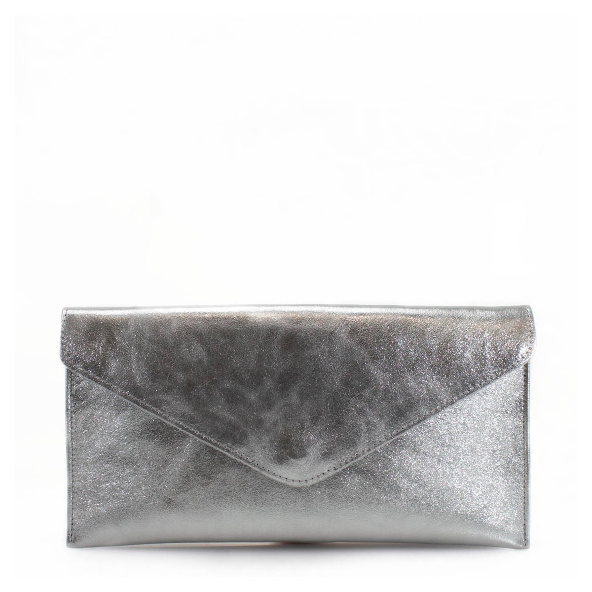 Italian Leather Metallic Envelope Clutch