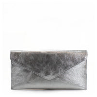 Italian Leather Metallic Envelope Clutch