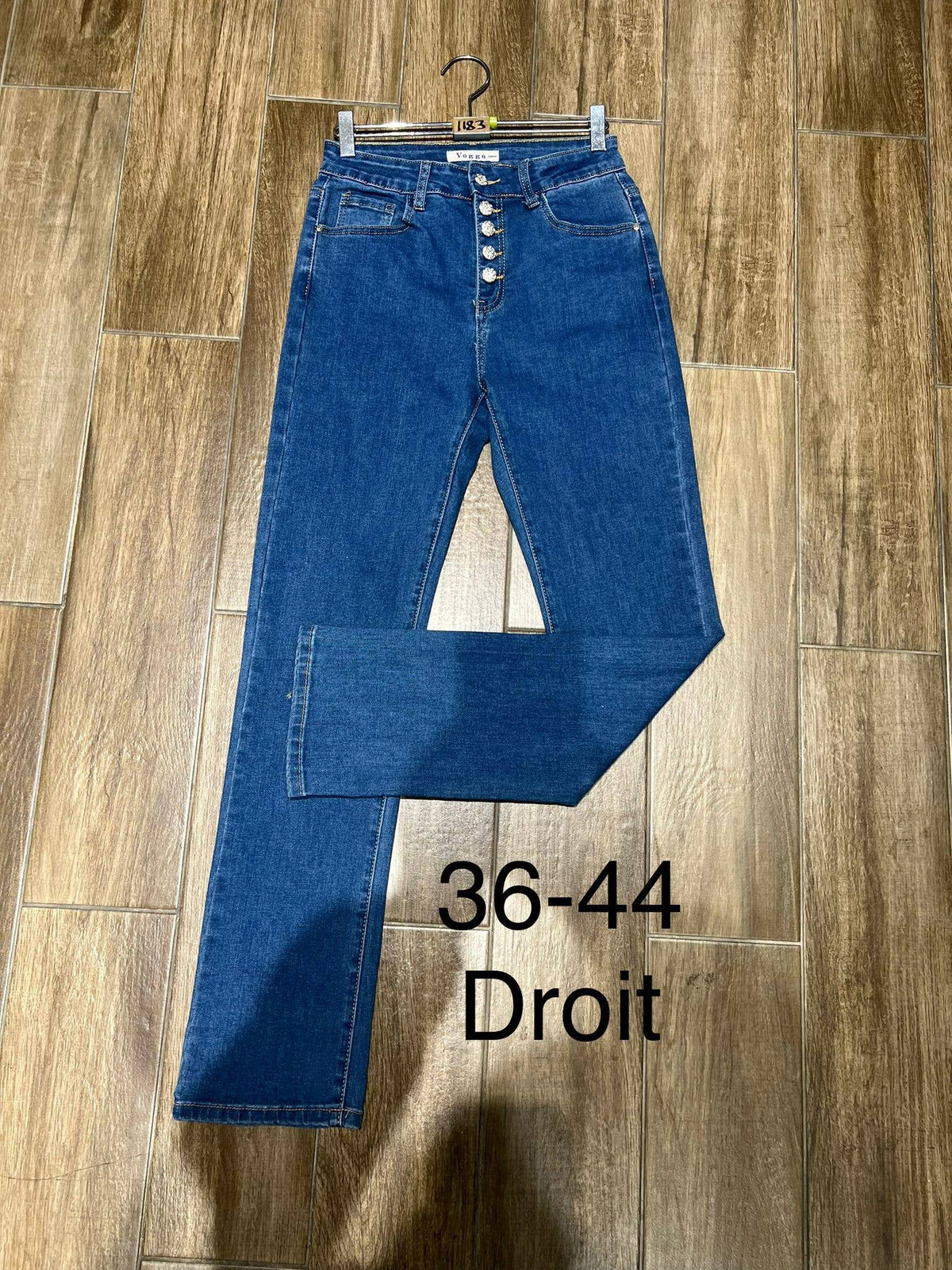 Straight Leg Textured Button Voggo Jeans
