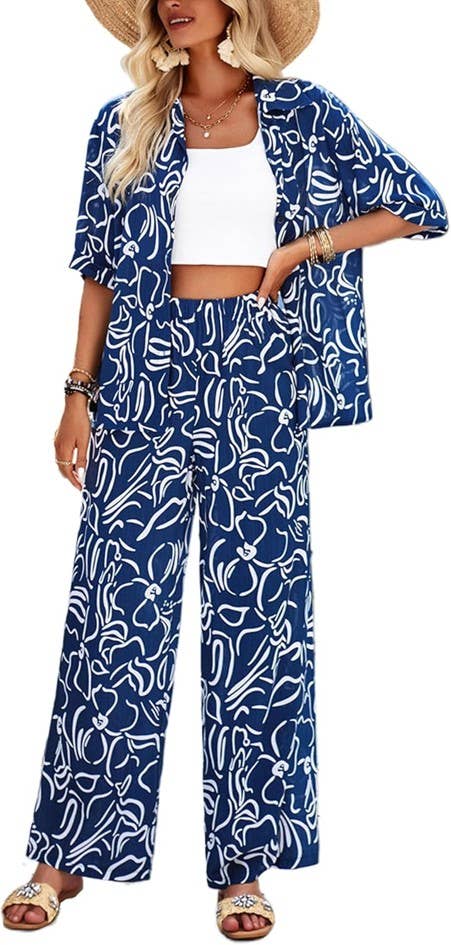 Printed Shirt and Trousers Co-ord Set