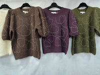Sequin Heart Soft Touch Short Sleeve Knit Jumper