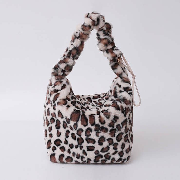 Soft Faux Fur Shoulder Bag Cross Body Bag - Available In Beige & Brown