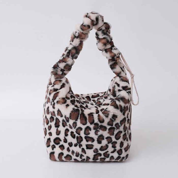 Soft Faux Fur Shoulder Bag Cross Body Bag - Available In Beige & Brown