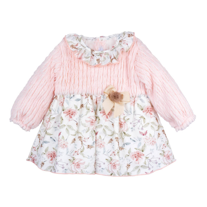 Soft Rose Floral Dress with Bow Detail