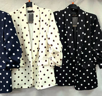 Polka Dot Rouched sleeve Blazer