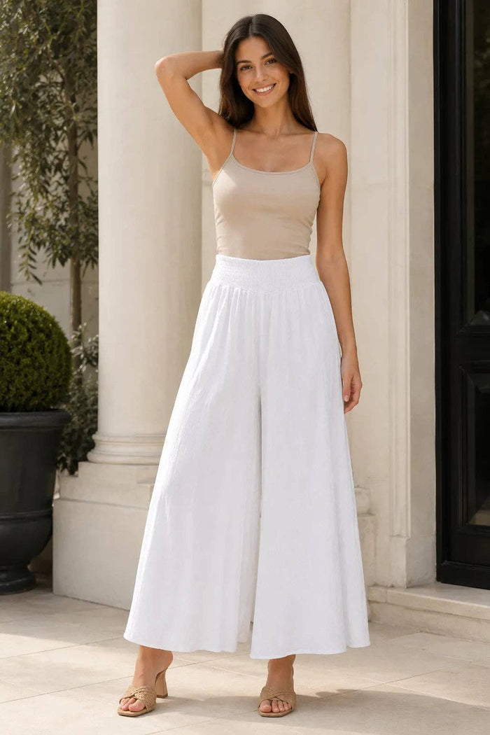 Italian Womens Viscose Wide Leg Trousers UK 8-20