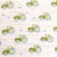 Tractor, Cockapoo and Dinosaur Blue Hue Muslins