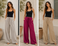 Wide Leg Elasticated Stretch Trousers: Black
