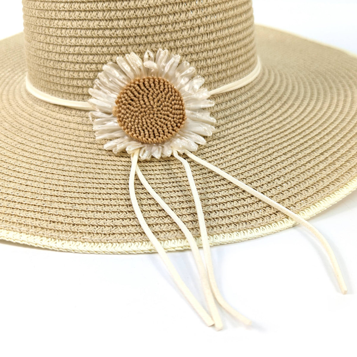 Women's Daisy Wide Brim Foldable Hat - Natural (57cm)