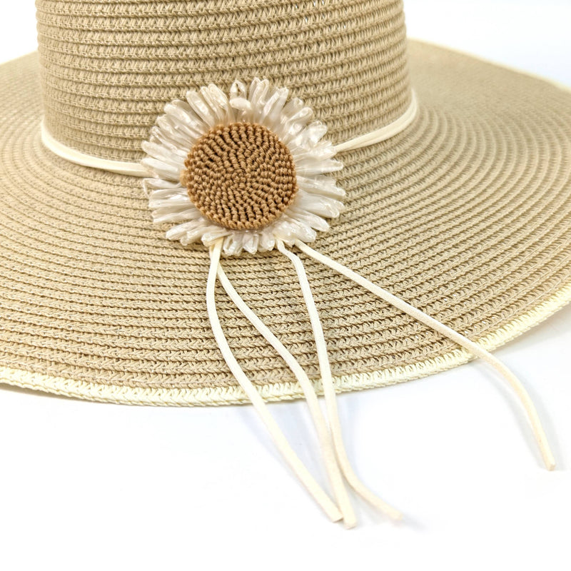 Women's Daisy Wide Brim Foldable Hat - Natural (57cm)