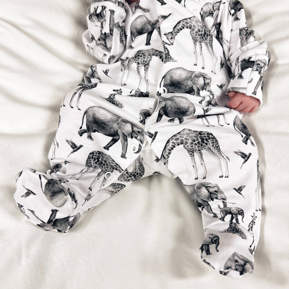 Unisex Baby Cotton Sleepsuit (Onesie) – Safari animal  Print