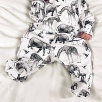 Unisex Baby Cotton Sleepsuit (Onesie) – Safari animal  Print