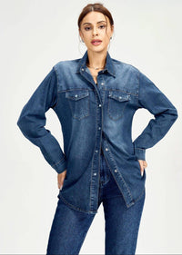 Vintage Cotton Denim Pearl Shirt