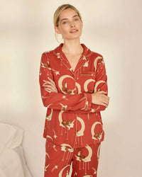 Lunar Foxes Print Long Pyjama Set