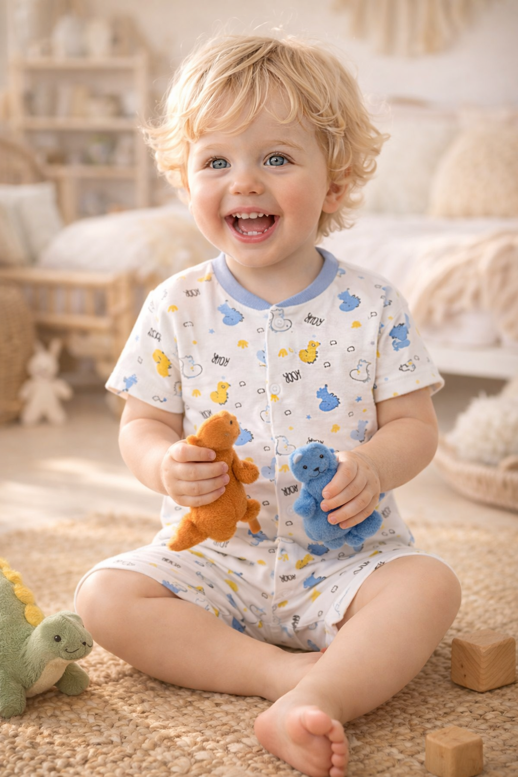 Little Dino Muslin Shortie Romper - 3-Size Bundle