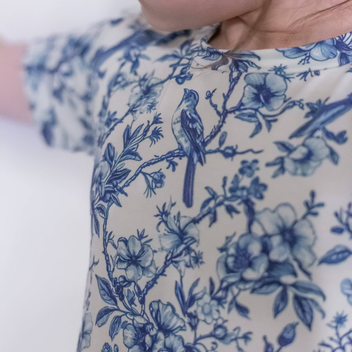 Girls Short Sleeve Cotton Dress - Willow Flower print