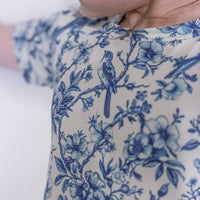 Girls Short Sleeve Cotton Dress - Willow Flower print