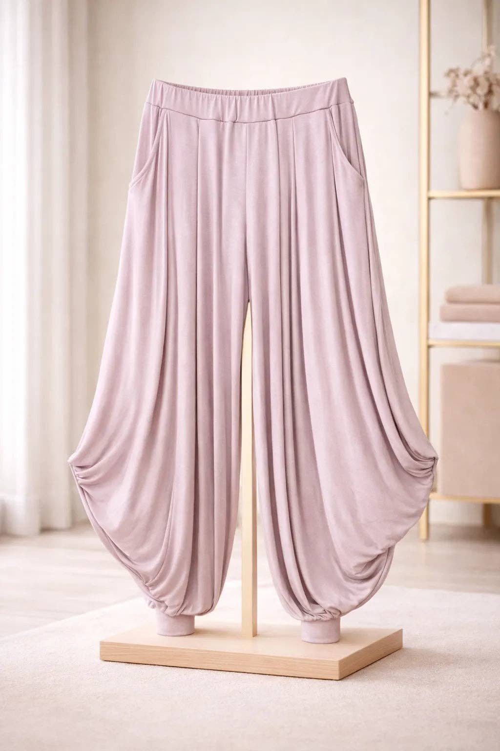 Italian Womens Oversized Jersey Harem Trousers – Wide Leg Baggy Pants