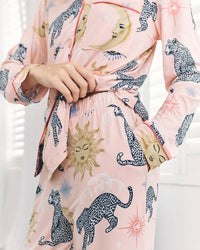 Chelsea Peers - Celestial Leopard Print Button Up Long Pyjama Set