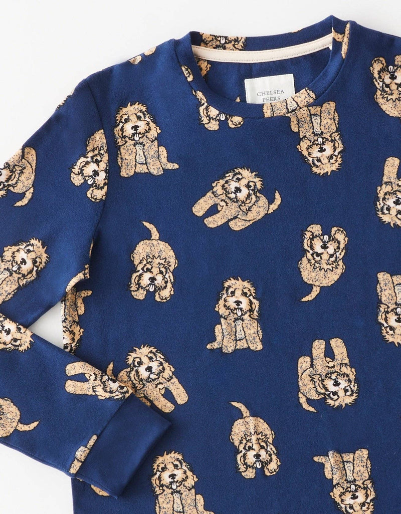 Chelsea Peers - Kids Navy Cockapoo Print Long Pyjama Set