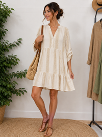 Linen Cotton Tiered Mini Dress