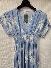 Denim Embroidery Button Dress