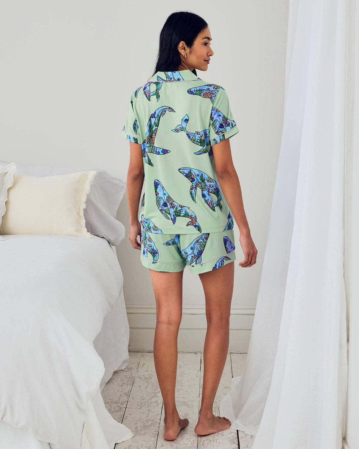 Coral Whale Print Short Pyjama Set