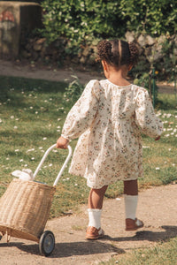 Floral/White Puff Sleeve Dress