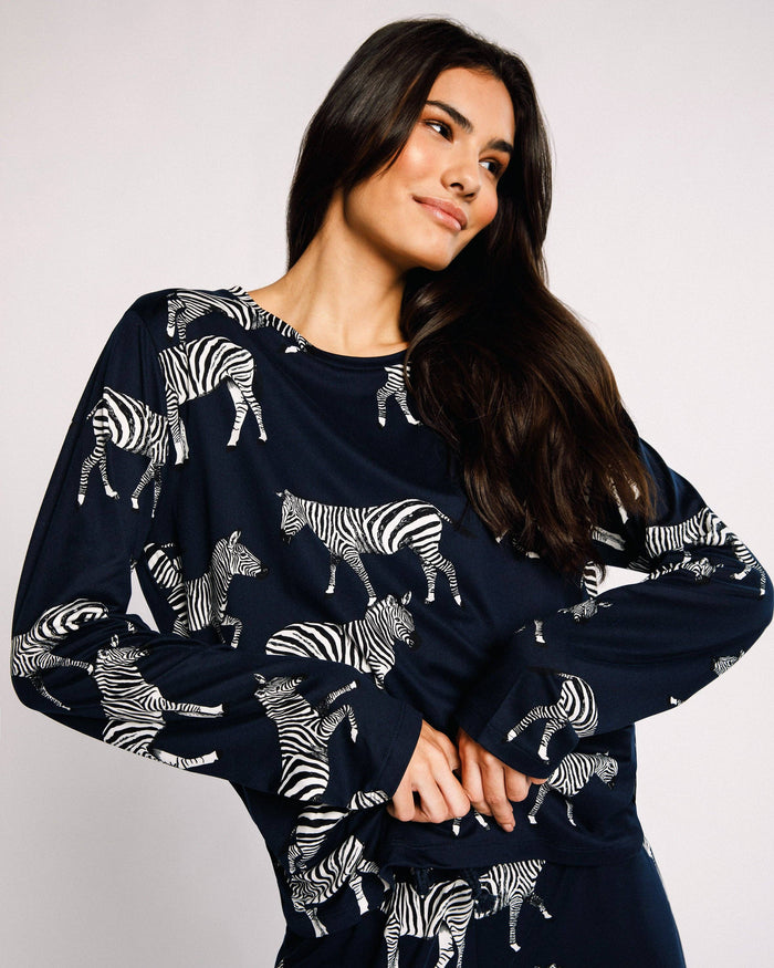 Chelsea Peers - Navy Zebra Print