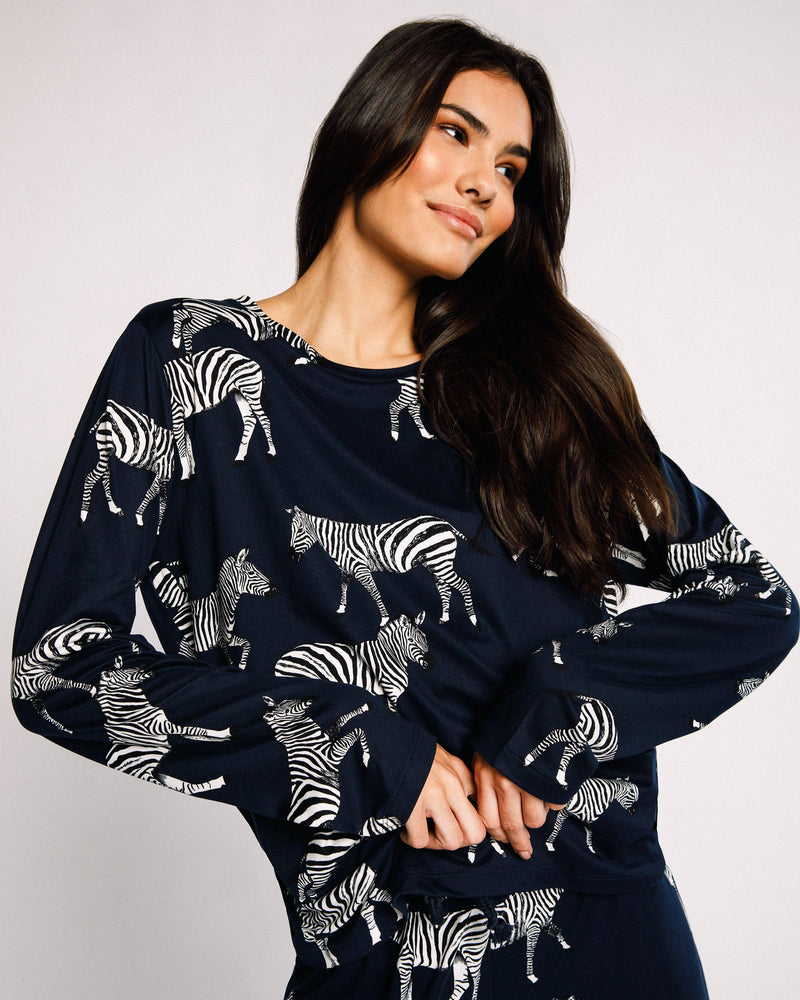 Chelsea Peers - Navy Zebra Print