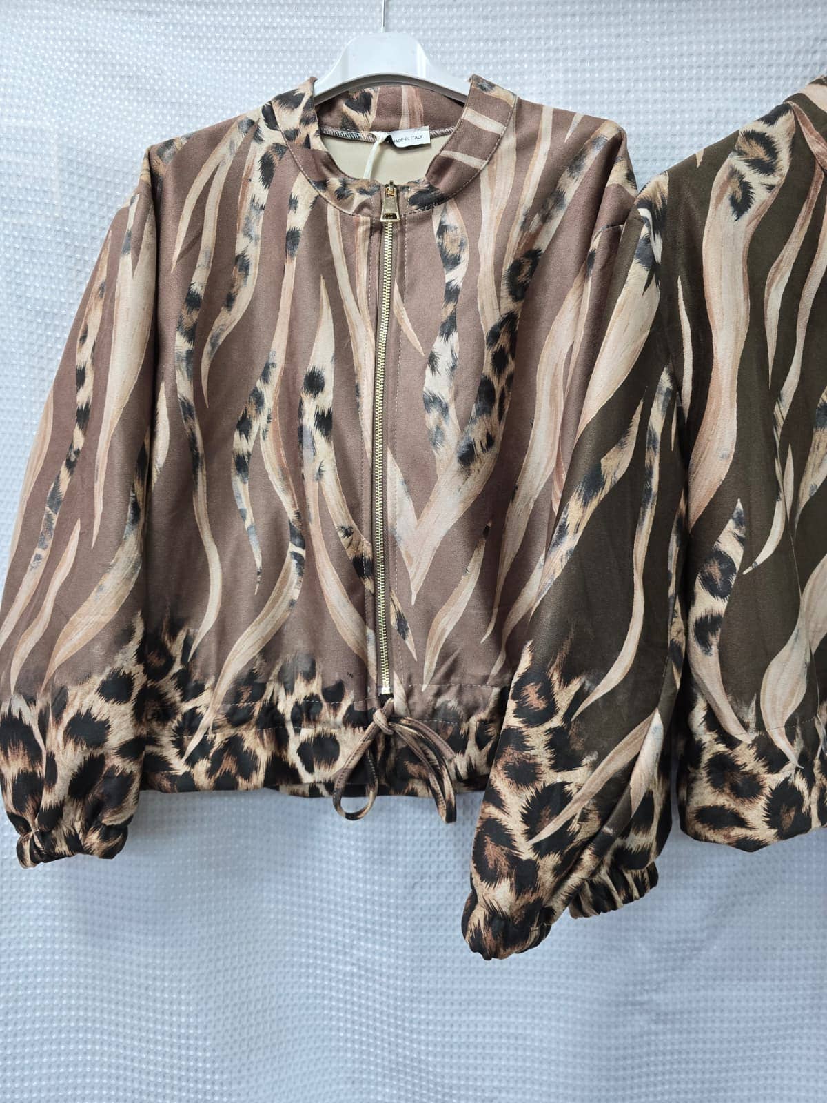 Contrast Wave Suedette Bomber Jacket