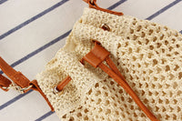 Medium Size Draw String Two-toned Paper Straw Bucket Bag