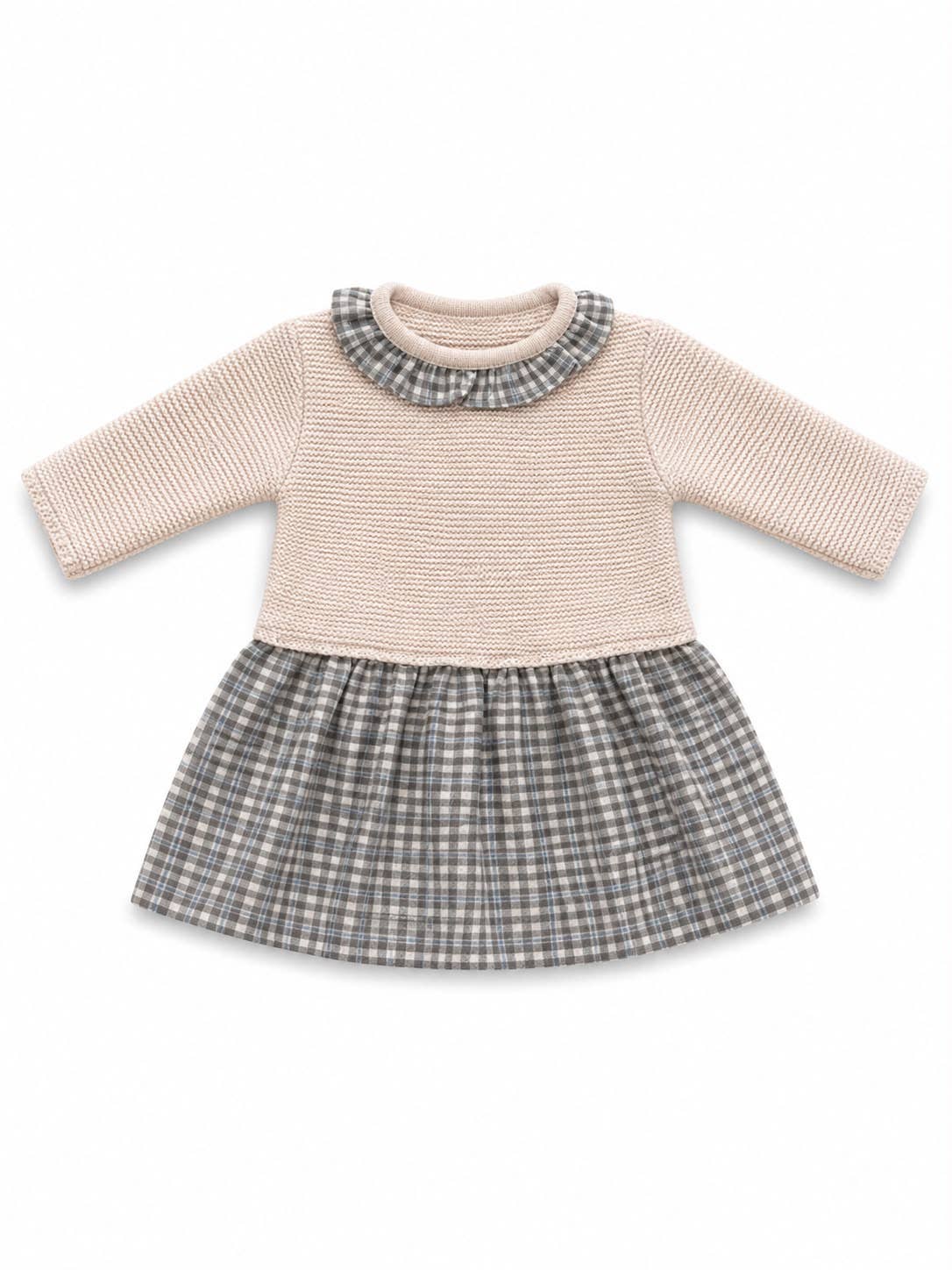 Ref. 2201 – Dress with Upper Part in 100% Acrylic and Skirt in 100% Cotton Checked Fabric