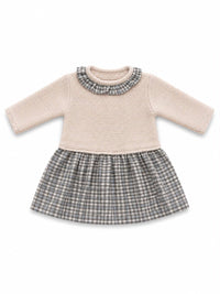 Ref. 2201 – Dress with Upper Part in 100% Acrylic and Skirt in 100% Cotton Checked Fabric