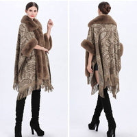Luxurious Paisley Cape with Faux Fur Collar and Cuffs