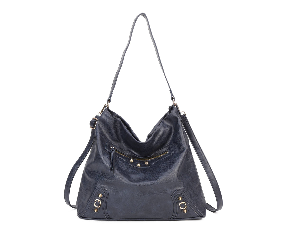 Soft Medium Big Size Mono Handle Hobo Bag with Studs-9332