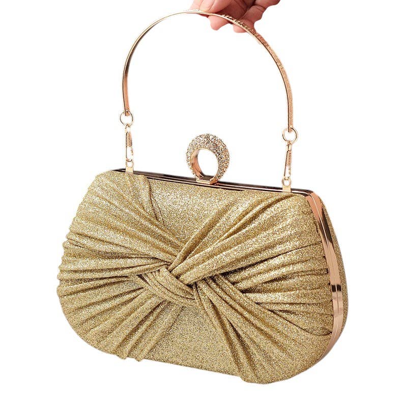 Front Bow Evening Bag Diamante Clasp Opening Clutch