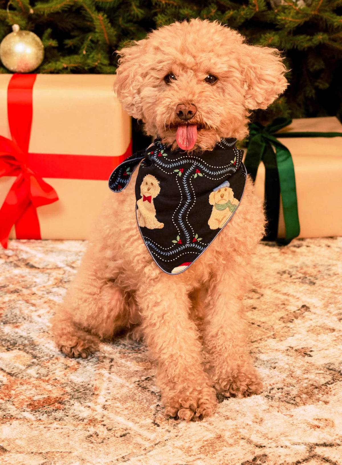 Pets Christmas Chip the Cockapoo Portraits Print Neckerchief