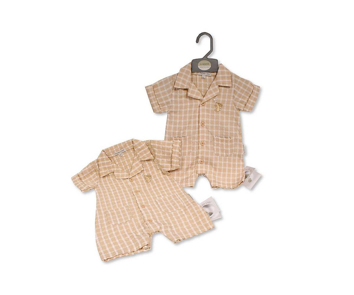 Baby Boys Chequered Romper with Pockets - Bunny - 6309