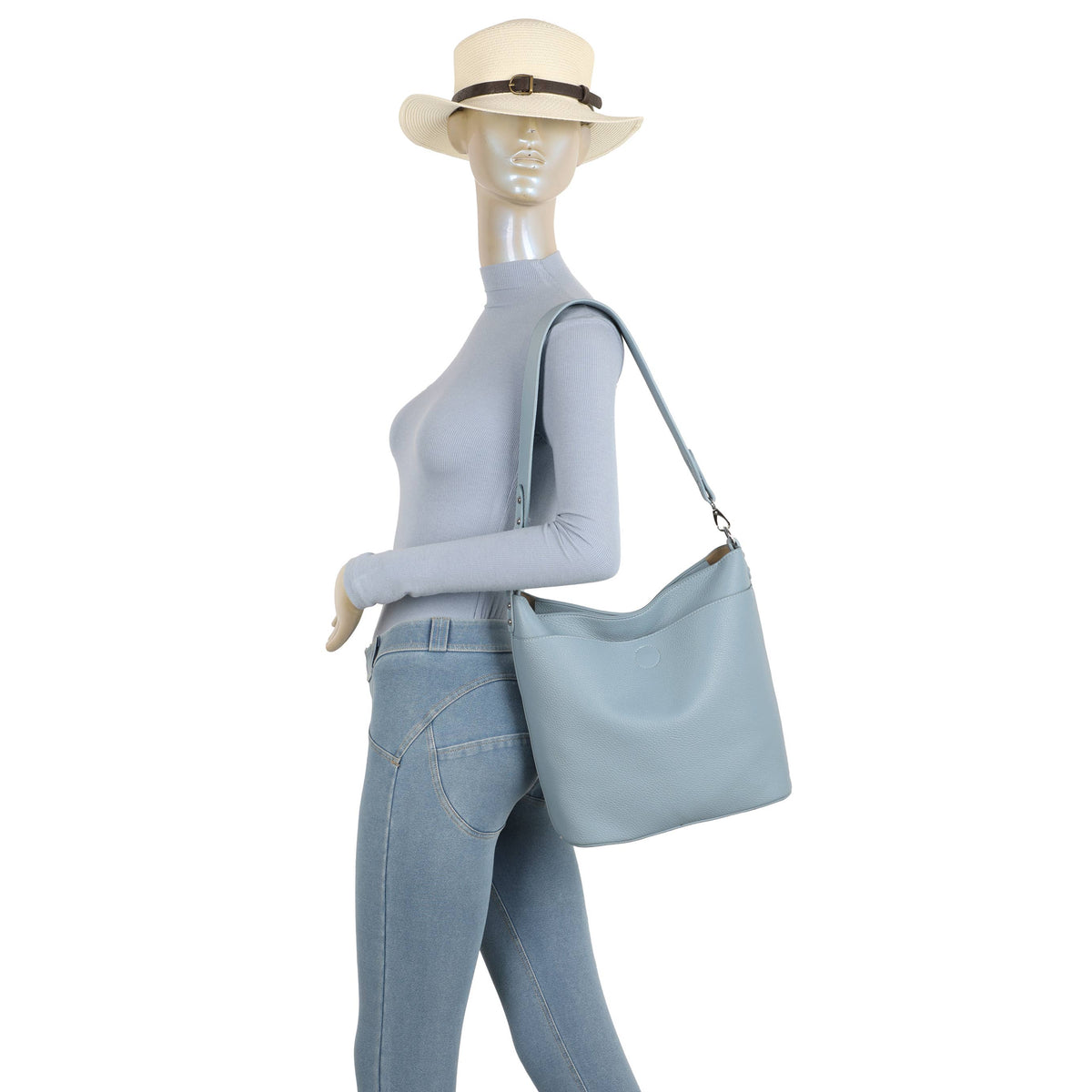 6049 Soft Hobo Shoulder Bag with Strap Detail