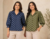 Polka Dot Puff Sleeve Blouse